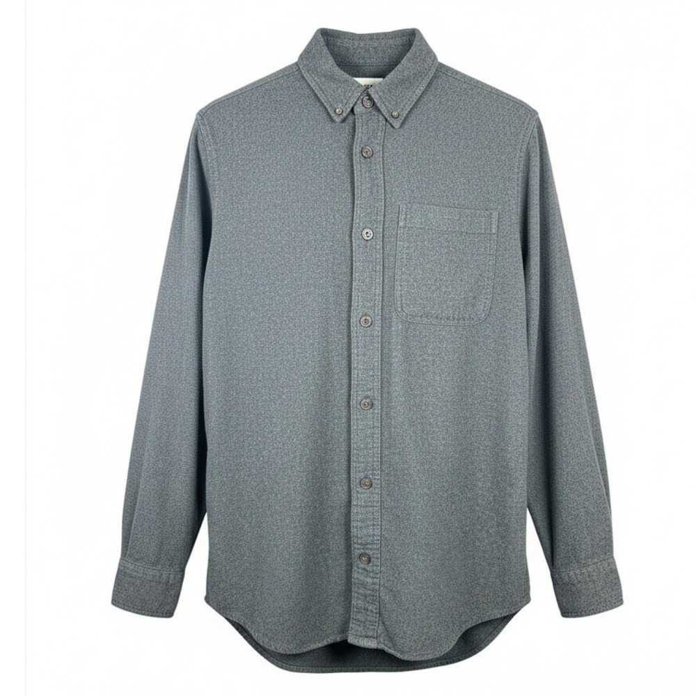 Duluth Trading Co Mens Gray Flannel Shirt Slim Fit Cotton Button Down Small